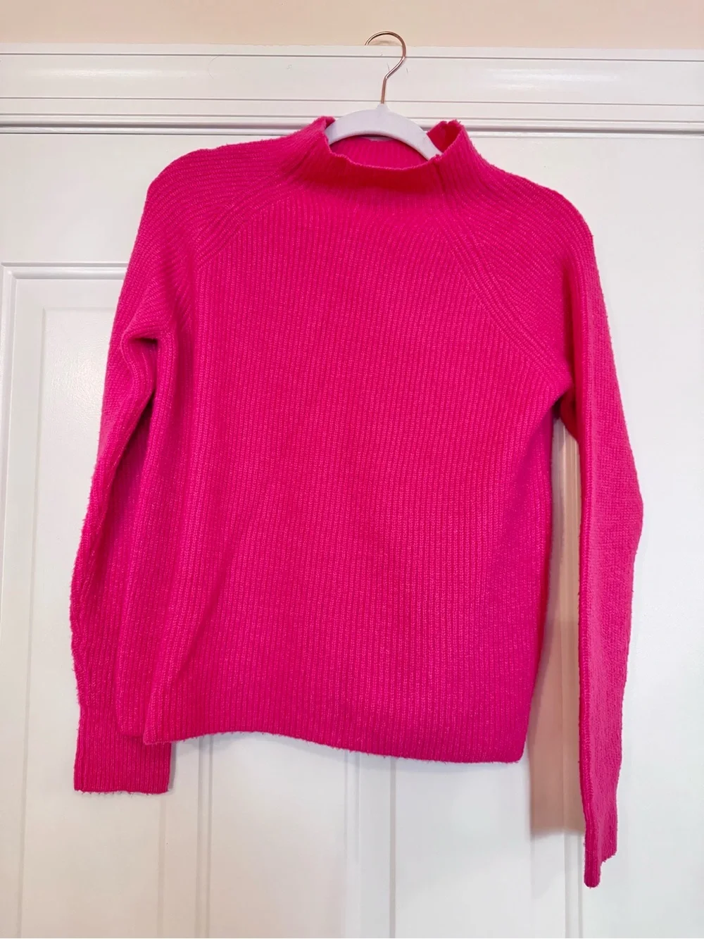 Halogen Hot Pink Ribbed Mock-Neck Sweater
